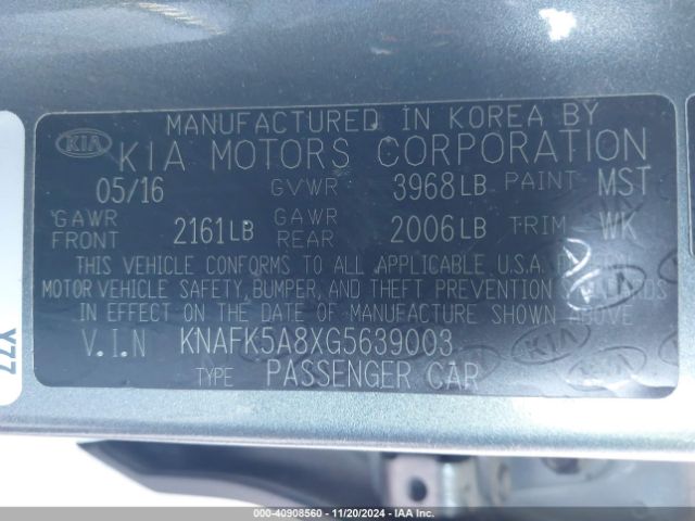 Photo 8 VIN: KNAFK5A8XG5639003 - KIA FORTE 