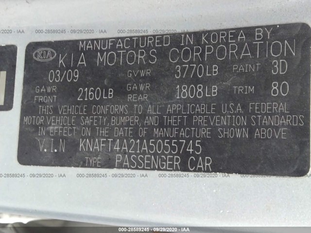 Photo 8 VIN: KNAFT4A21A5055745 - KIA FORTE 