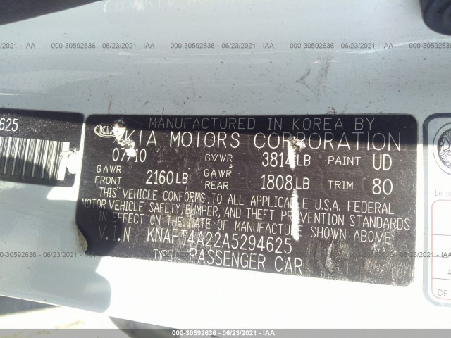 Photo 8 VIN: KNAFT4A22A5294625 - KIA FORTE 