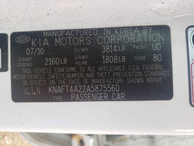 Photo 9 VIN: KNAFT4A22A5875560 - KIA FORTE LX 