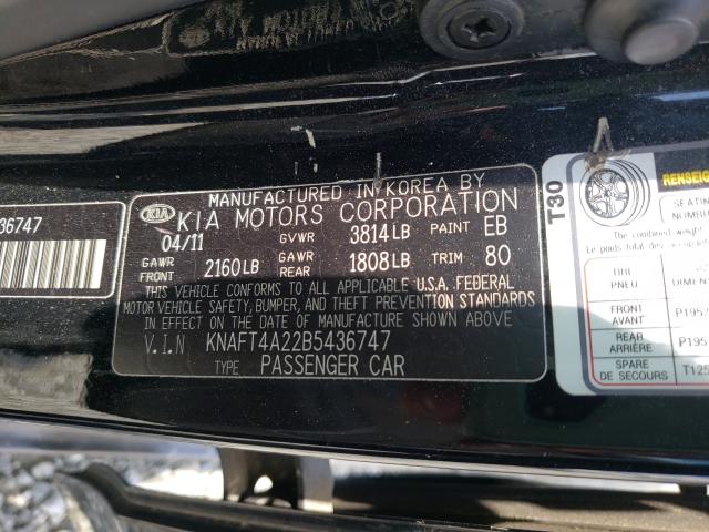 Photo 9 VIN: KNAFT4A22B5436747 - KIA FORTE LX 