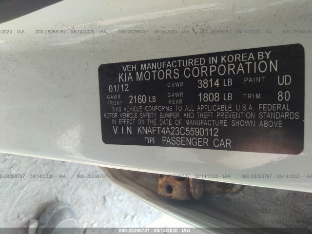 Photo 8 VIN: KNAFT4A23C5590112 - KIA FORTE 