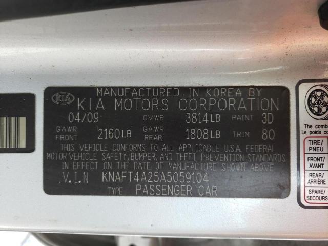 Photo 9 VIN: KNAFT4A25A5059104 - KIA FORTE LX 