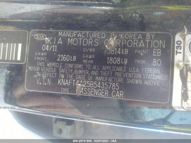 Photo 8 VIN: KNAFT4A25B5435785 - KIA FORTE 