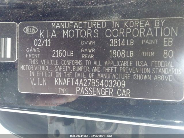 Photo 8 VIN: KNAFT4A27B5403209 - KIA FORTE 