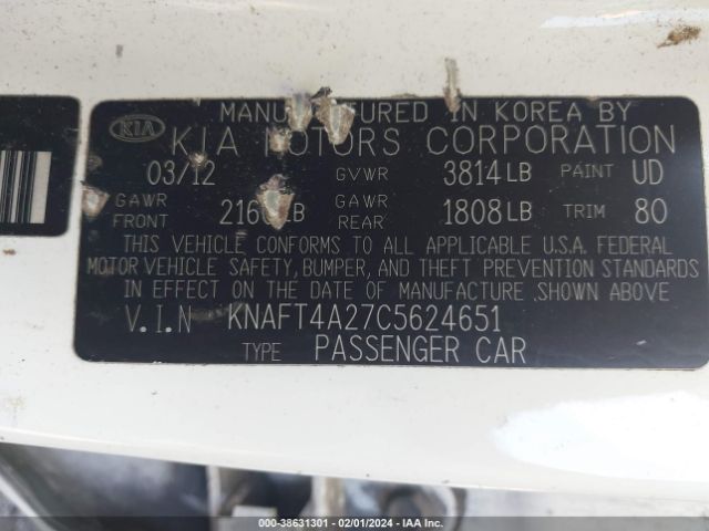 Photo 8 VIN: KNAFT4A27C5624651 - KIA FORTE 