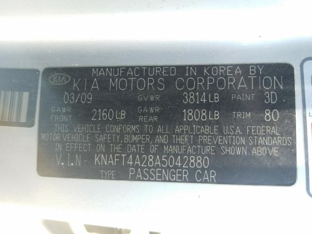 Photo 9 VIN: KNAFT4A28A5042880 - KIA FORTE LX 