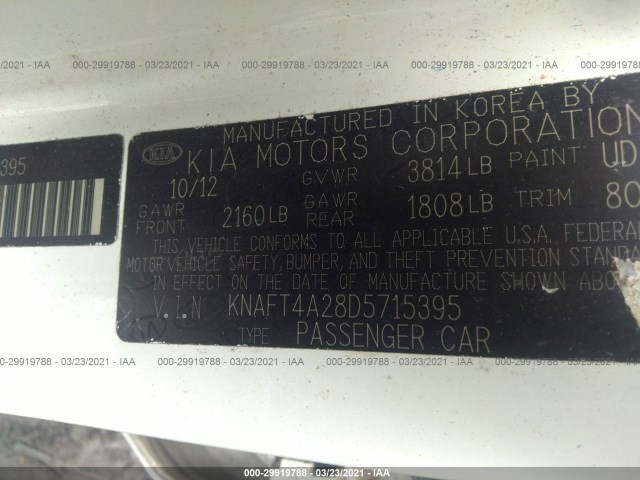 Photo 8 VIN: KNAFT4A28D5715395 - KIA FORTE 