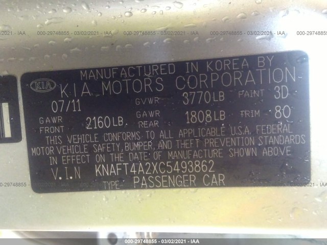 Photo 8 VIN: KNAFT4A2XC5493862 - KIA FORTE 