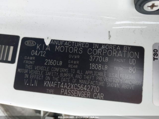 Photo 8 VIN: KNAFT4A2XC5642710 - KIA FORTE 