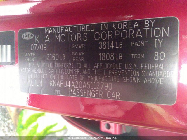 Photo 8 VIN: KNAFU4A20A5112790 - KIA FORTE 