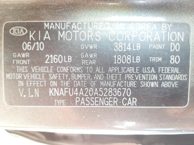 Photo 9 VIN: KNAFU4A20A5283670 - KIA FORTE EX 