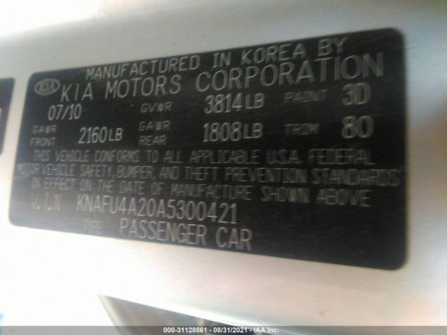 Photo 8 VIN: KNAFU4A20A5300421 - KIA FORTE 