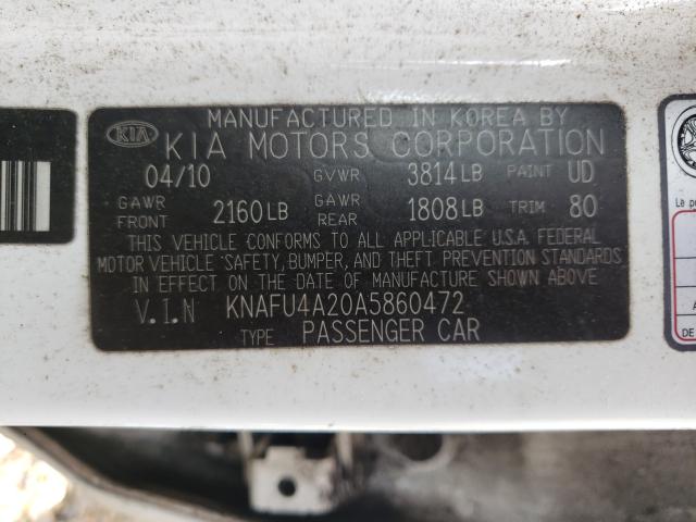 Photo 9 VIN: KNAFU4A20A5860472 - KIA FORTE EX 