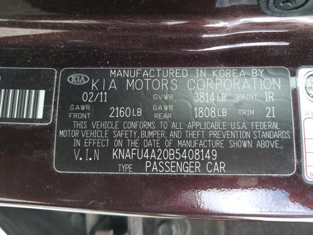 Photo 9 VIN: KNAFU4A20B5408149 - KIA FORTE EX 