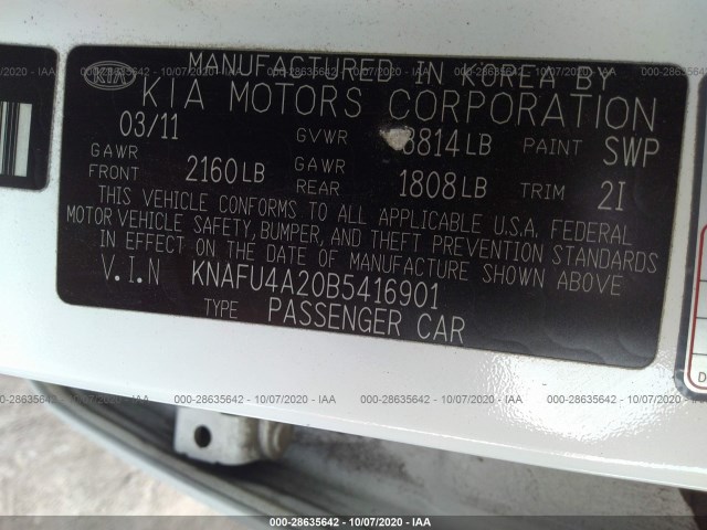 Photo 8 VIN: KNAFU4A20B5416901 - KIA FORTE 