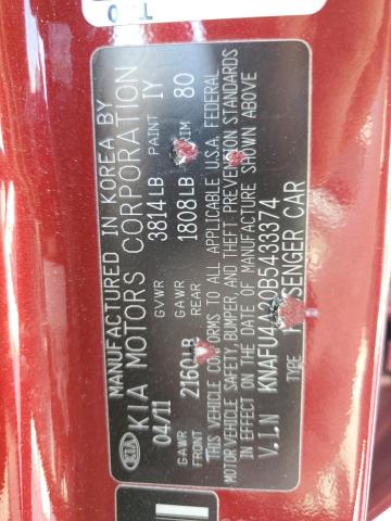 Photo 11 VIN: KNAFU4A20B5433374 - KIA FORTE 