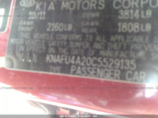 Photo 8 VIN: KNAFU4A20C5529135 - KIA FORTE 