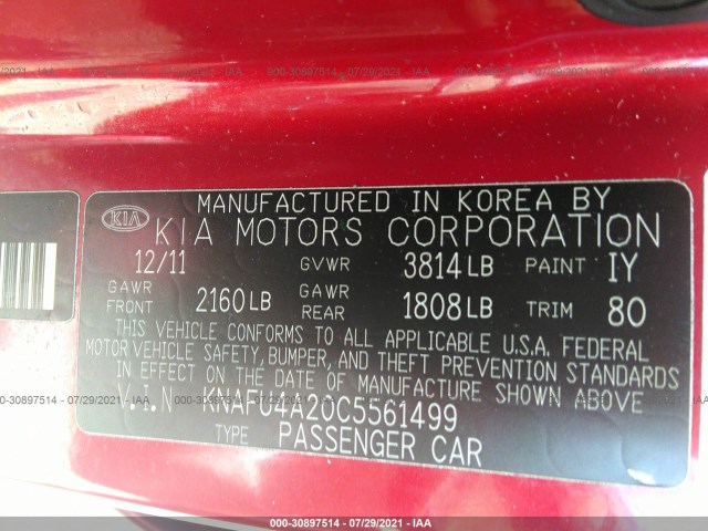 Photo 8 VIN: KNAFU4A20C5561499 - KIA FORTE 