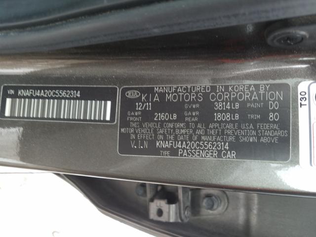 Photo 9 VIN: KNAFU4A20C5562314 - KIA FORTE EX 