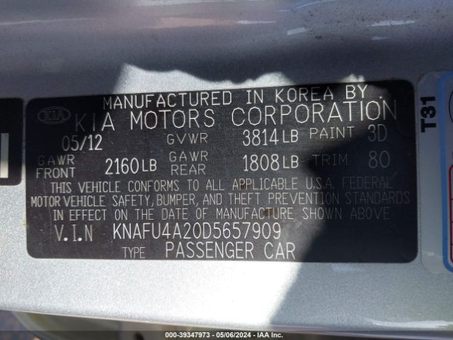 Photo 8 VIN: KNAFU4A20D5657909 - KIA FORTE 