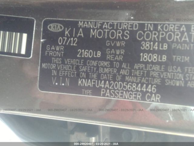 Photo 8 VIN: KNAFU4A20D5684446 - KIA FORTE 