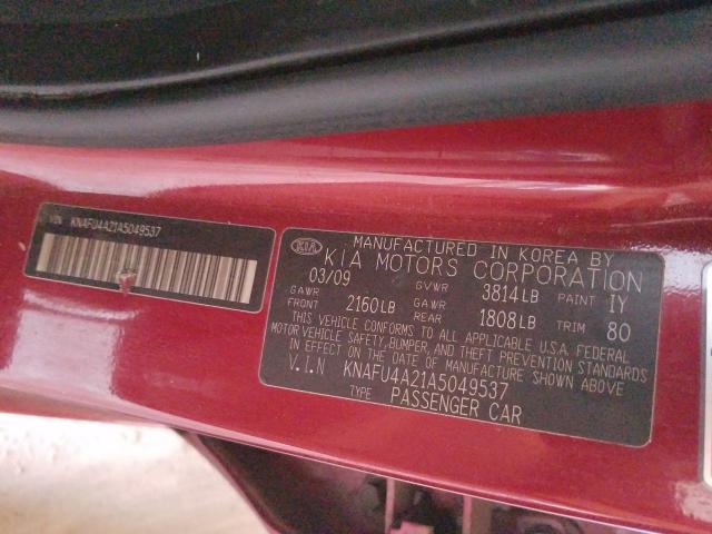 Photo 9 VIN: KNAFU4A21A5049537 - KIA FORTE EX 