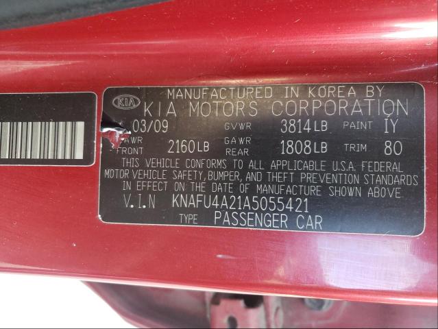 Photo 9 VIN: KNAFU4A21A5055421 - KIA FORTE EX 