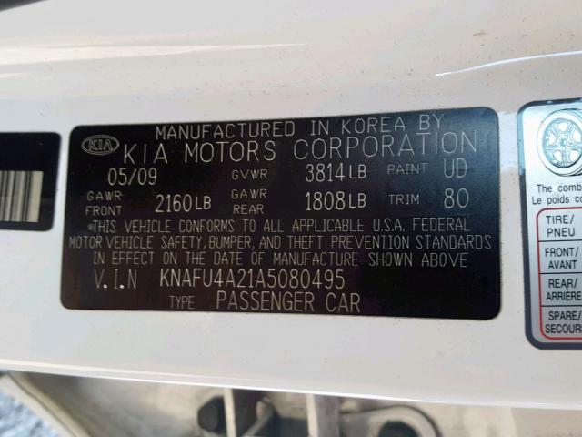 Photo 9 VIN: KNAFU4A21A5080495 - KIA FORTE EX 