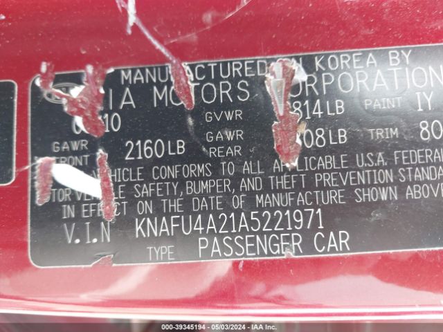 Photo 8 VIN: KNAFU4A21A5221971 - KIA FORTE 