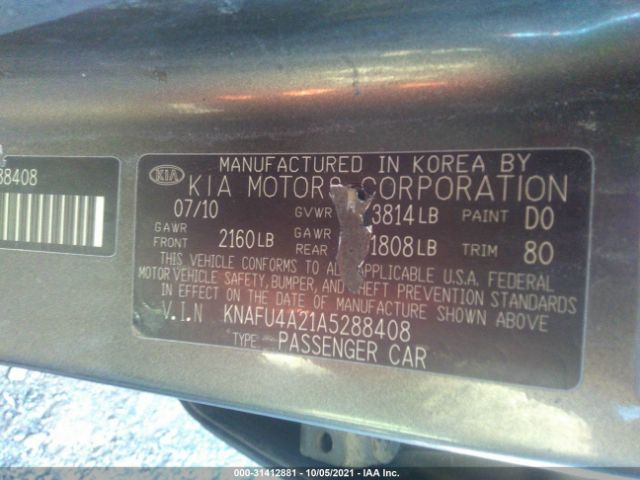 Photo 8 VIN: KNAFU4A21A5288408 - KIA FORTE 