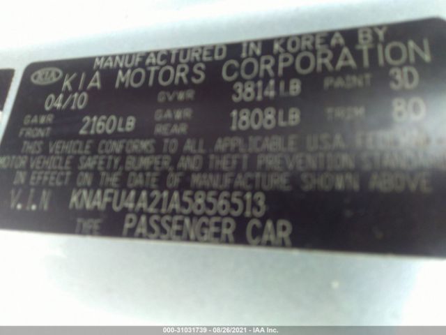 Photo 8 VIN: KNAFU4A21A5856513 - KIA FORTE 