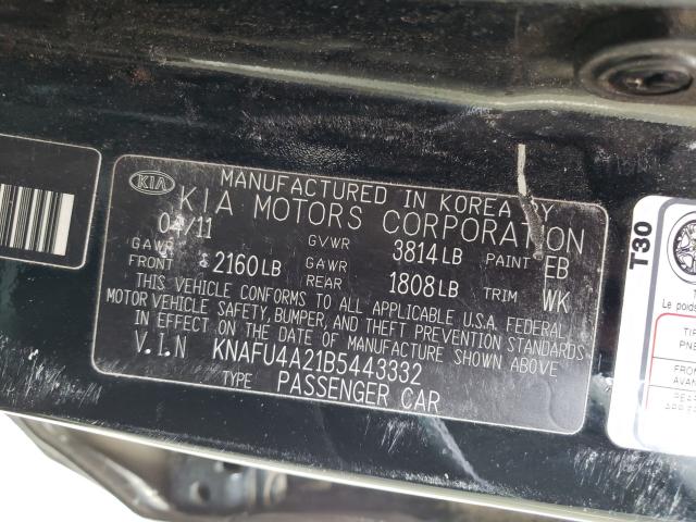 Photo 9 VIN: KNAFU4A21B5443332 - KIA FORTE EX 