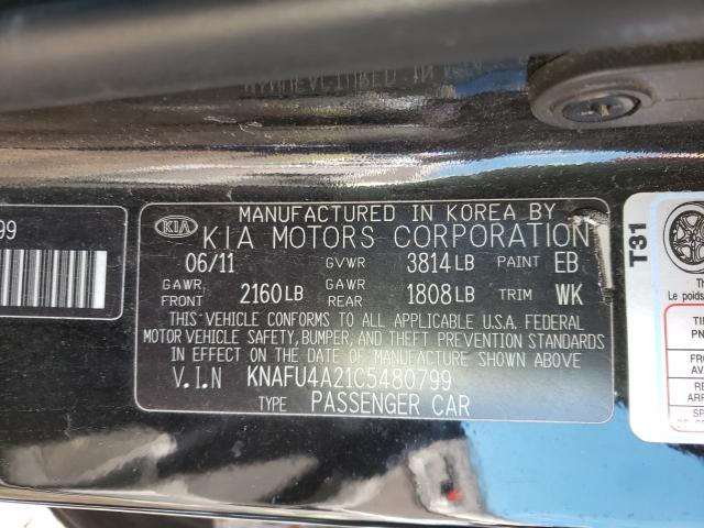 Photo 9 VIN: KNAFU4A21C5480799 - KIA FORTE EX 