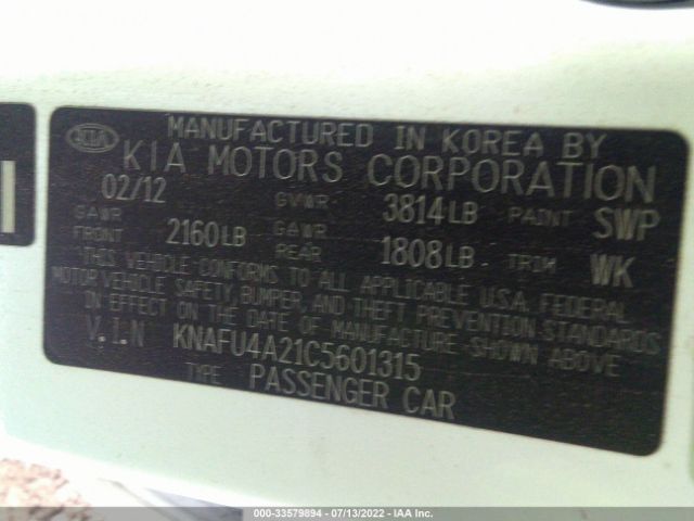 Photo 8 VIN: KNAFU4A21C5601315 - KIA FORTE 