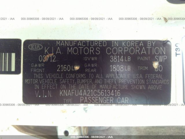 Photo 8 VIN: KNAFU4A21C5613416 - KIA FORTE 