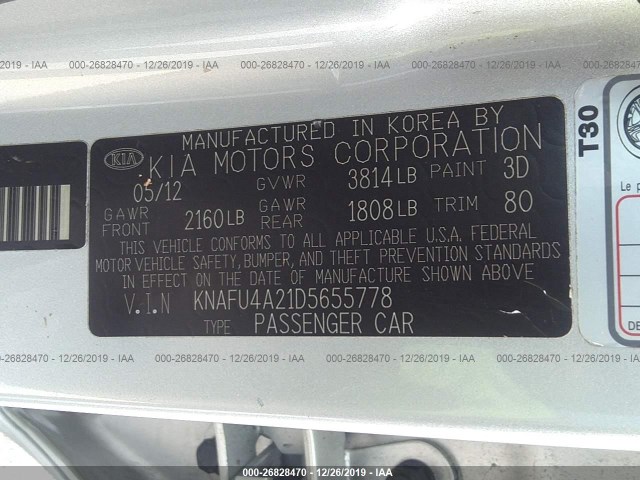 Photo 8 VIN: KNAFU4A21D5655778 - KIA FORTE 