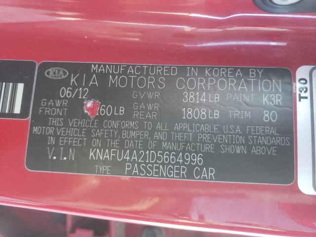 Photo 9 VIN: KNAFU4A21D5664996 - KIA FORTE EX 