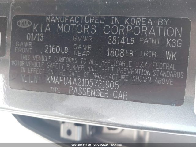 Photo 8 VIN: KNAFU4A21D5731905 - KIA FORTE 