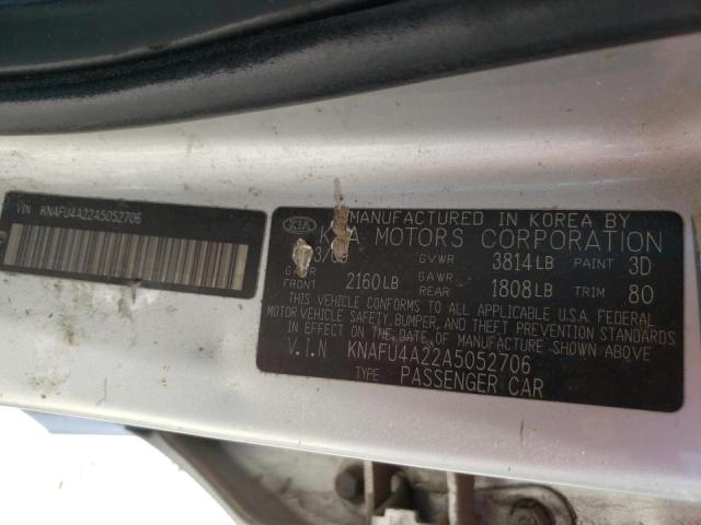 Photo 9 VIN: KNAFU4A22A5052706 - KIA FORTE EX 