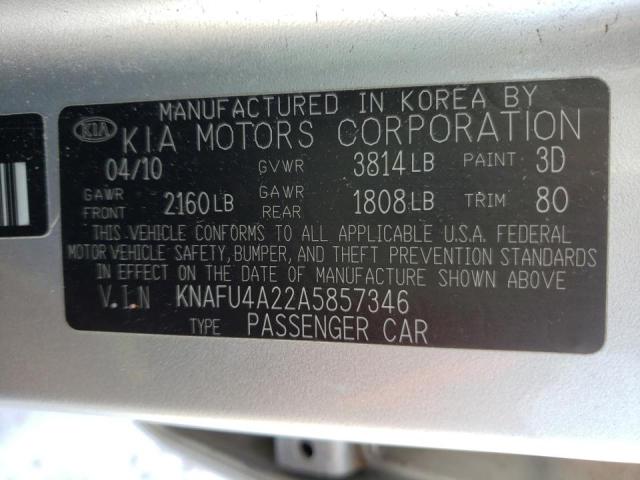 Photo 9 VIN: KNAFU4A22A5857346 - KIA FORTE EX 