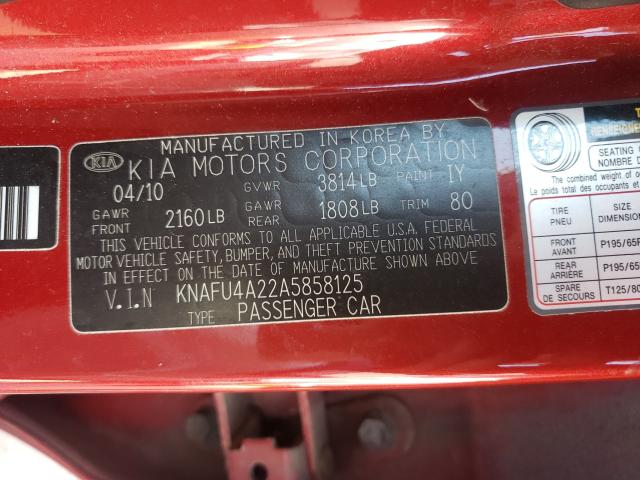 Photo 9 VIN: KNAFU4A22A5858125 - KIA FORTE EX 