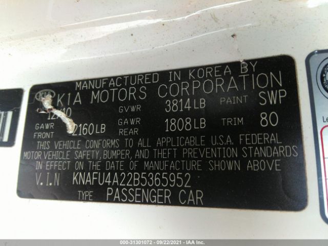 Photo 8 VIN: KNAFU4A22B5365952 - KIA FORTE 