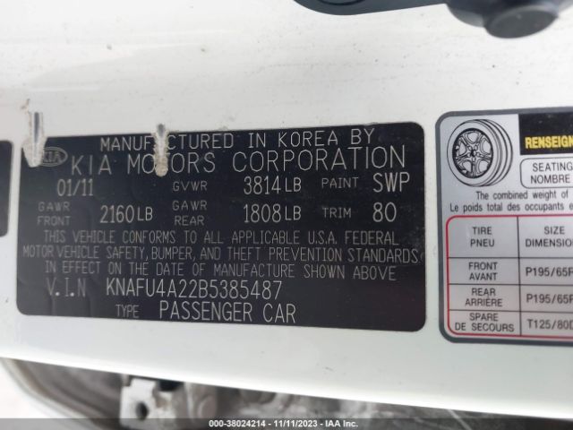 Photo 8 VIN: KNAFU4A22B5385487 - KIA FORTE 