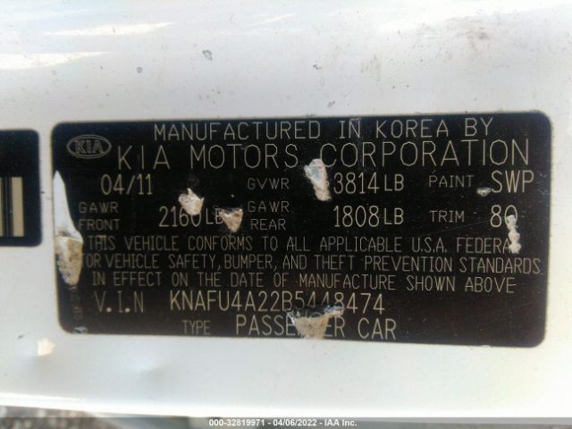 Photo 8 VIN: KNAFU4A22B5448474 - KIA FORTE 