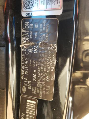 Photo 9 VIN: KNAFU4A22C5493612 - KIA FORTE EX 