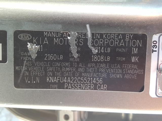 Photo 9 VIN: KNAFU4A22C5521456 - KIA FORTE EX 