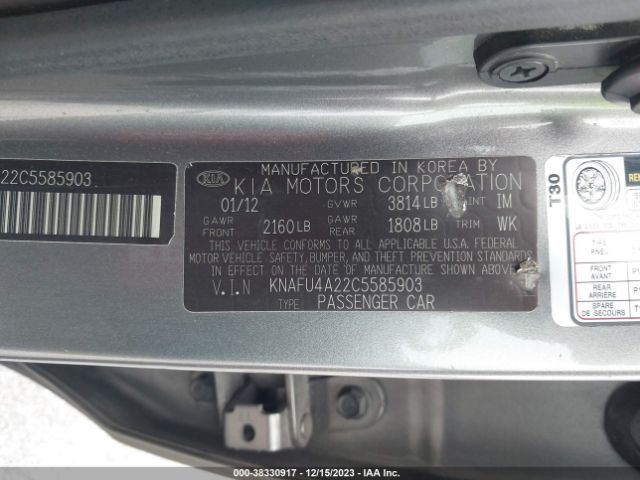 Photo 8 VIN: KNAFU4A22C5585903 - KIA FORTE 