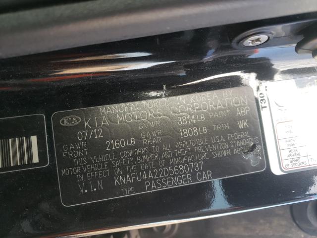 Photo 9 VIN: KNAFU4A22D5680737 - KIA FORTE EX 