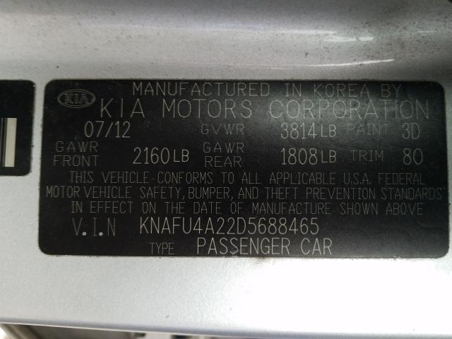 Photo 9 VIN: KNAFU4A22D5688465 - KIA FORTE EX 